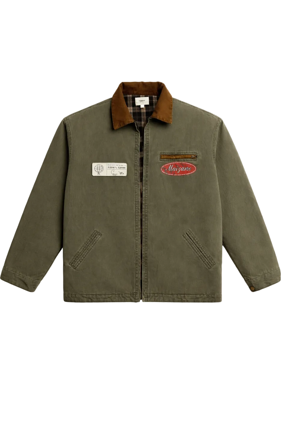 Vintage canvas utility jacket — front view, washed khaki